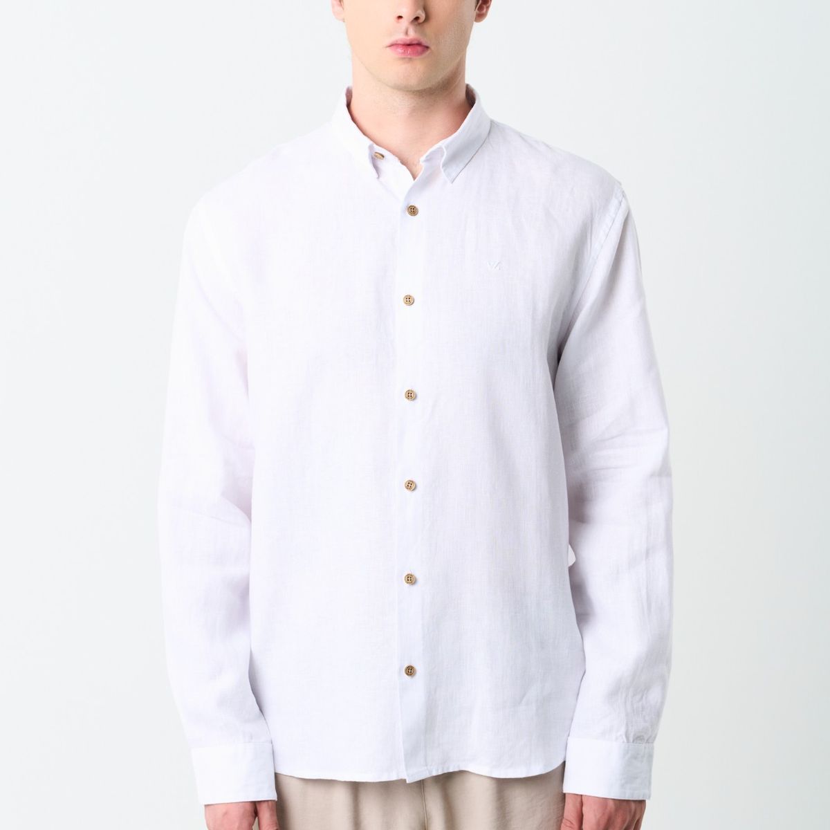 VELEZ - Vélez Camisa Manga Larga Semi Fitted Hombre Roma Blanco