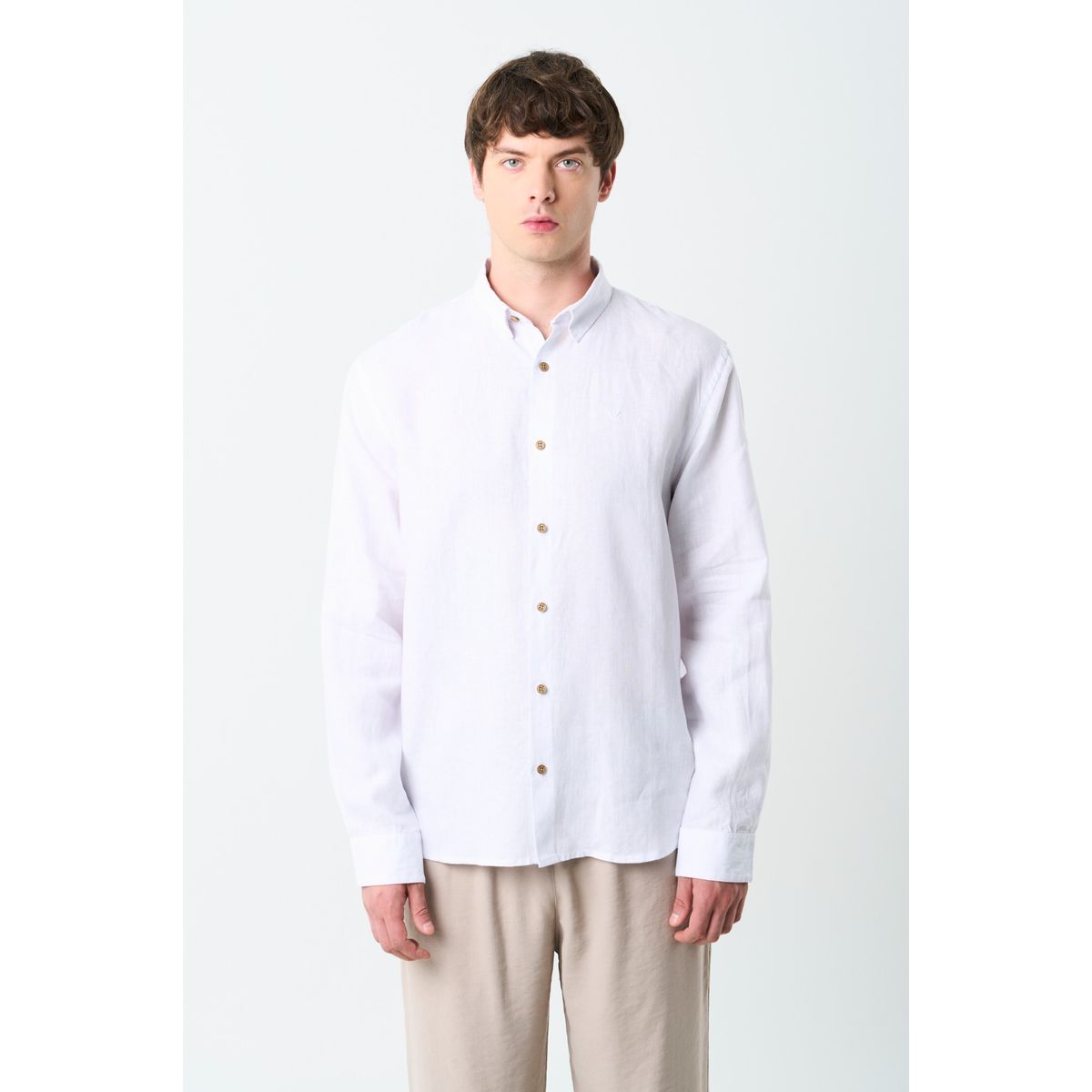 VELEZ - Vélez Camisa Manga Larga Semi Fitted Hombre Roma Blanco