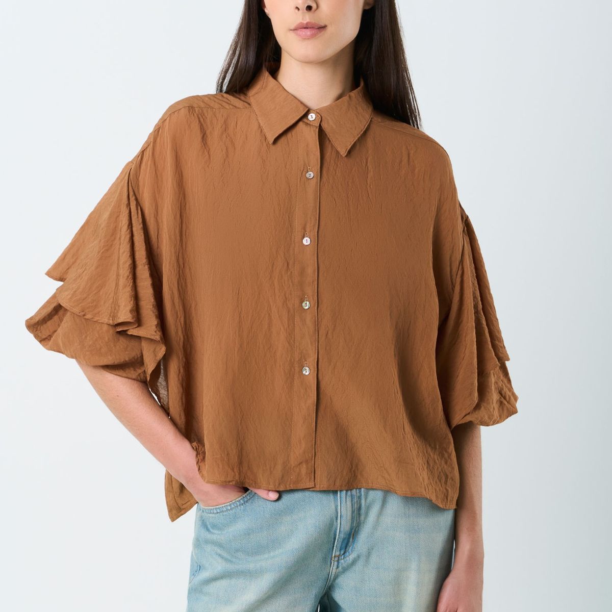 VELEZ - Vélez Camisa Ópalo Para Mujer Boleros Cafe Claro