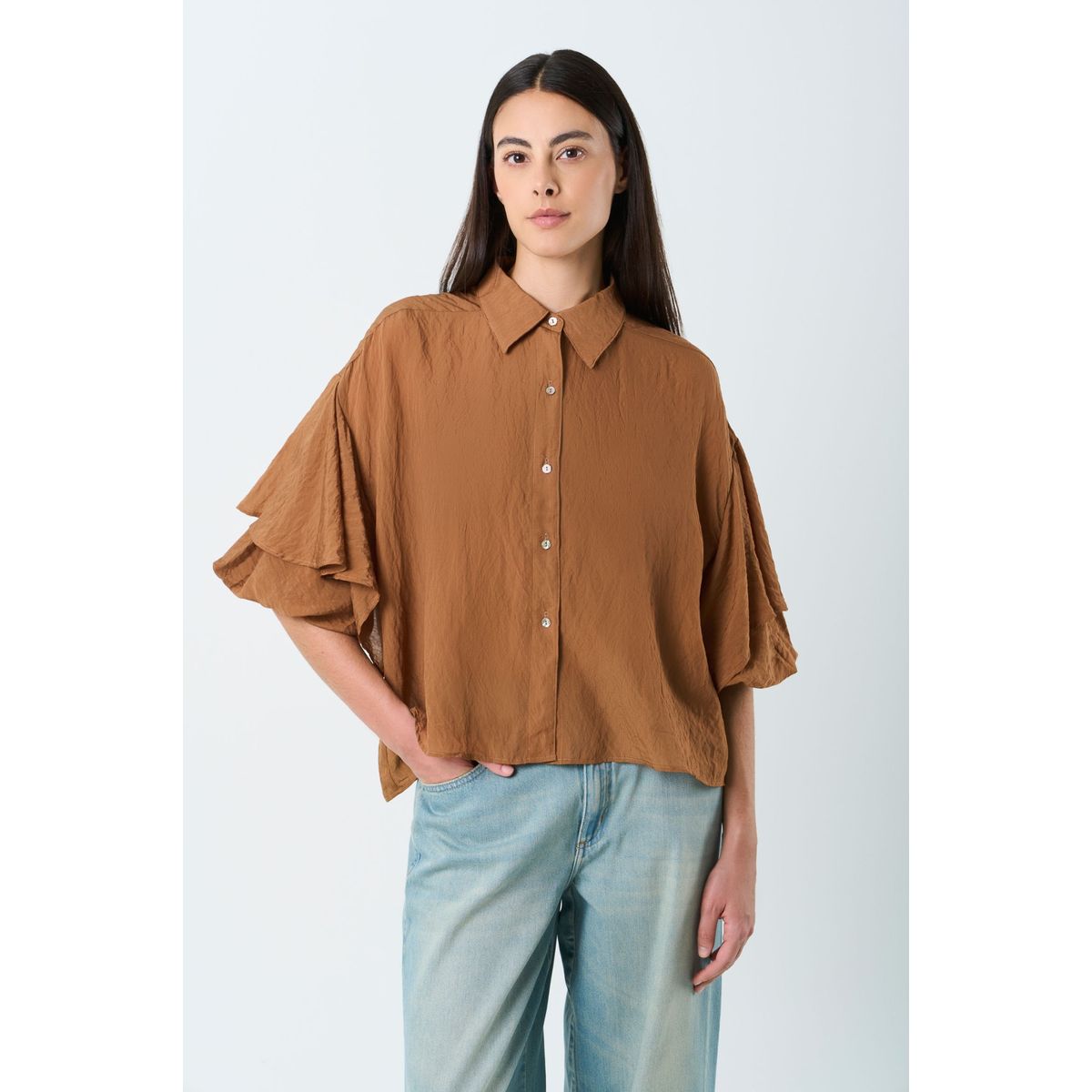 VELEZ - Vélez Camisa Ópalo Para Mujer Boleros Cafe Claro