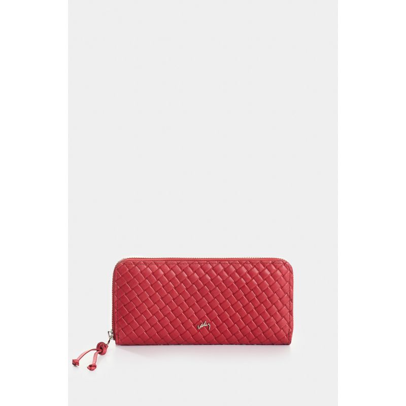 VELEZ - Vélez Billetera Porta Chequera De Cuero Mujer Astra Rojo