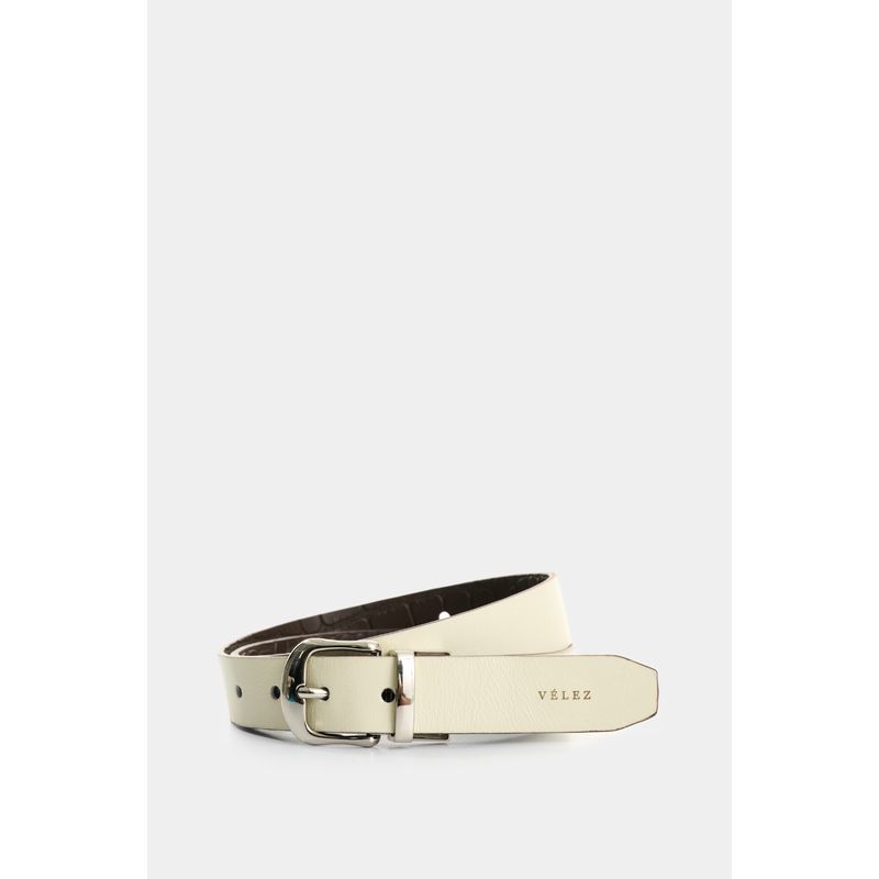 VELEZ - Vélez Cinturón Doble Faz De Cuero Para Mujer Tessa Beige