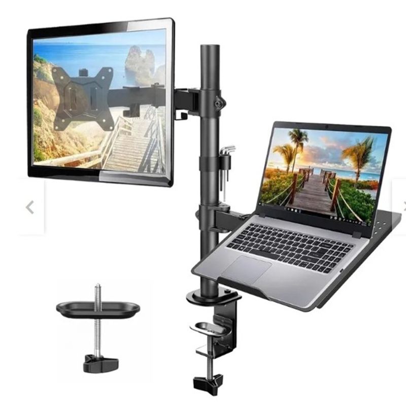 SEISA - Soporte 2 en 1 ZJ-para Monitor y Laptop 13-32  con Brazo Articulado