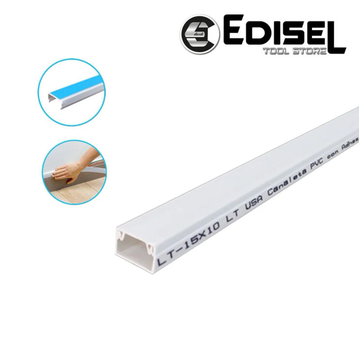 Canaleta PVC Blanca 10X15 con adhesivo 2 mts EDILT-10X15, marca GENERICO - Foto Principal