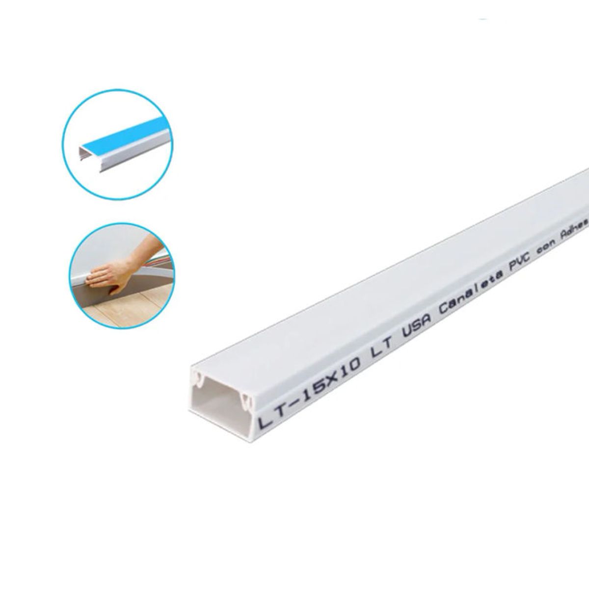 Canaleta PVC Blanca 10X15 con adhesivo 2 mts EDILT-10X15, marca GENERICO - Foto 2