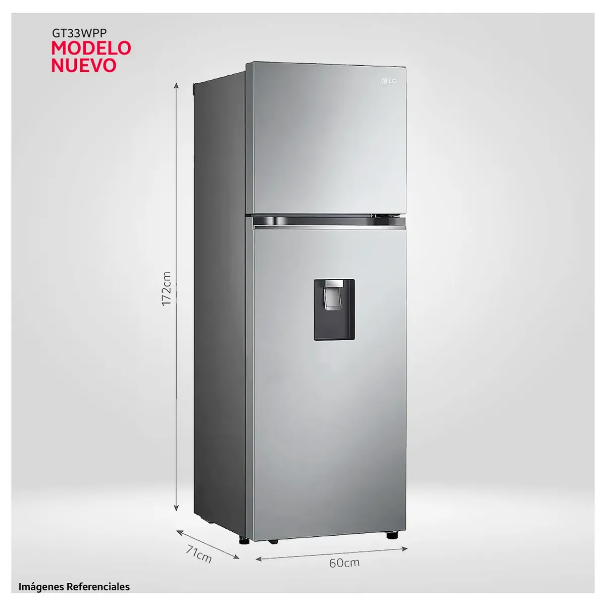 LG - Refrigeradora LG 334L GT33WPP Door Cooling Top Mount Plateada - Modelo Nuevo