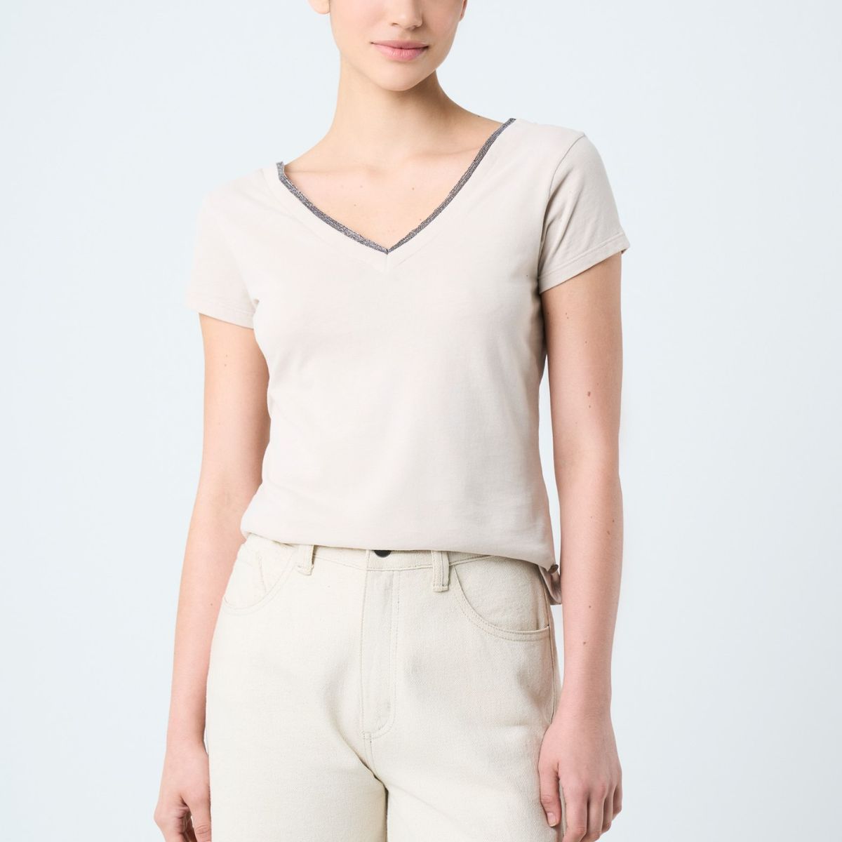 VELEZ - Vélez Camiseta Básica Mujer Millaré Metálico Arena