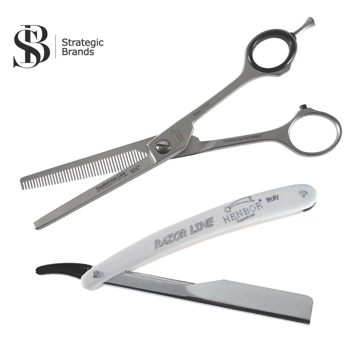 HENBOR - Tijera de Cabello Pulidora 6.5 Pulgadas + Navajero de Regalo