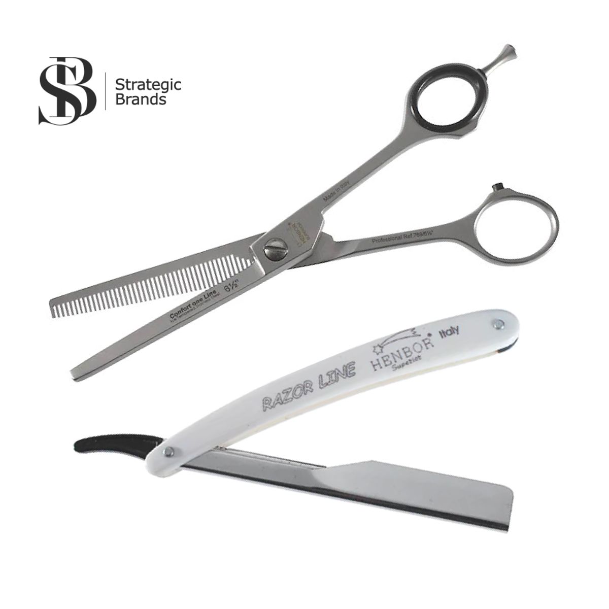 HENBOR - Tijera de Cabello Pulidora 6.5 Pulgadas + Navajero de Regalo