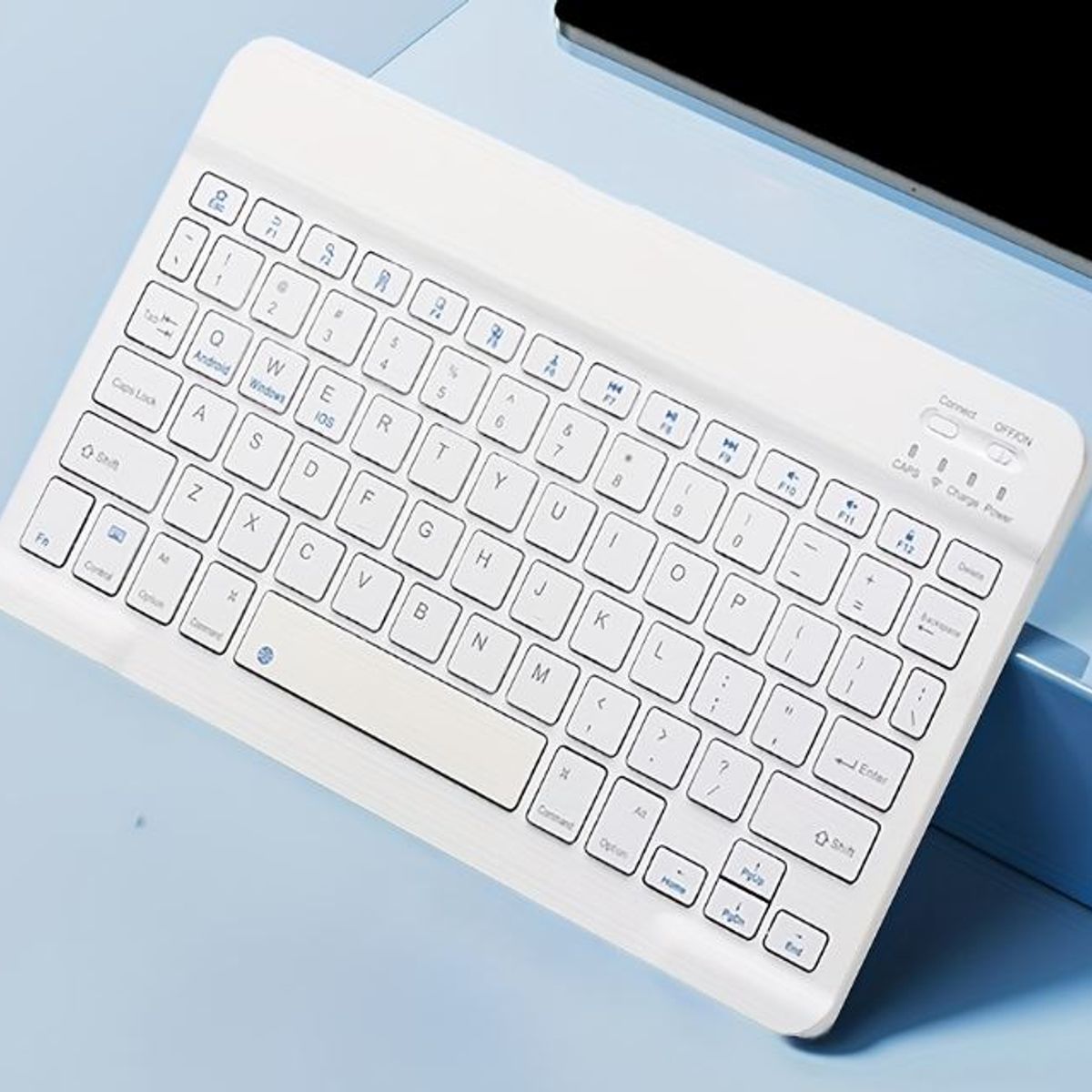GENERICO - TECLADO INALÁMBRICO BLUETOOTH RECARGABLE USB COLOR BLANCO