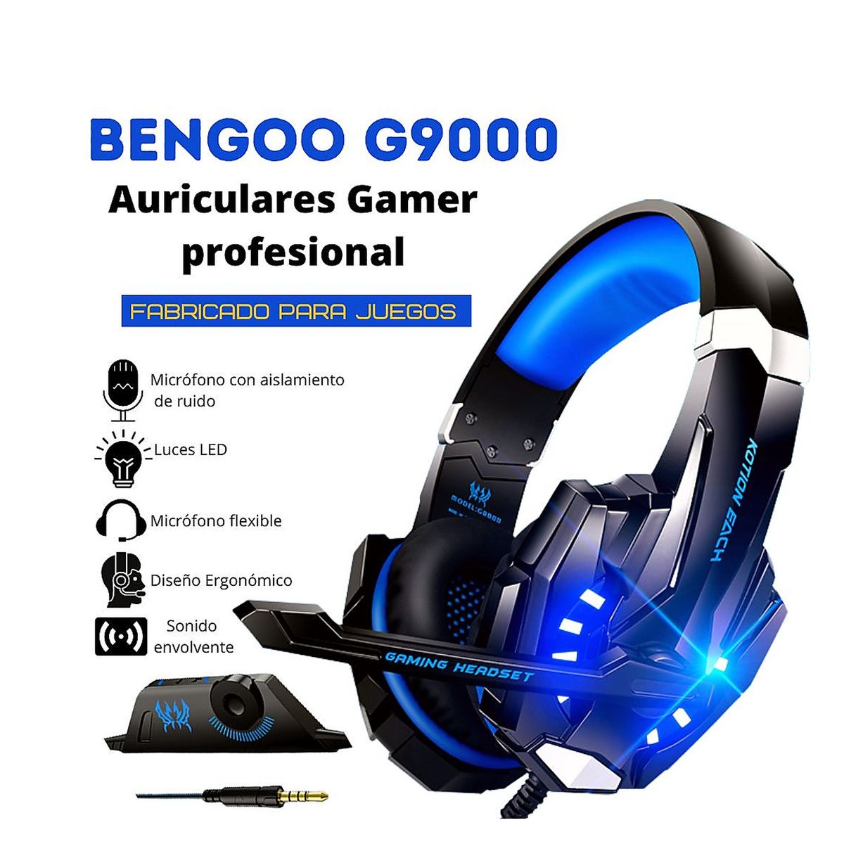 GENERICO - Auriculares Estéreo G9000 Gamer con Micrófono Azul