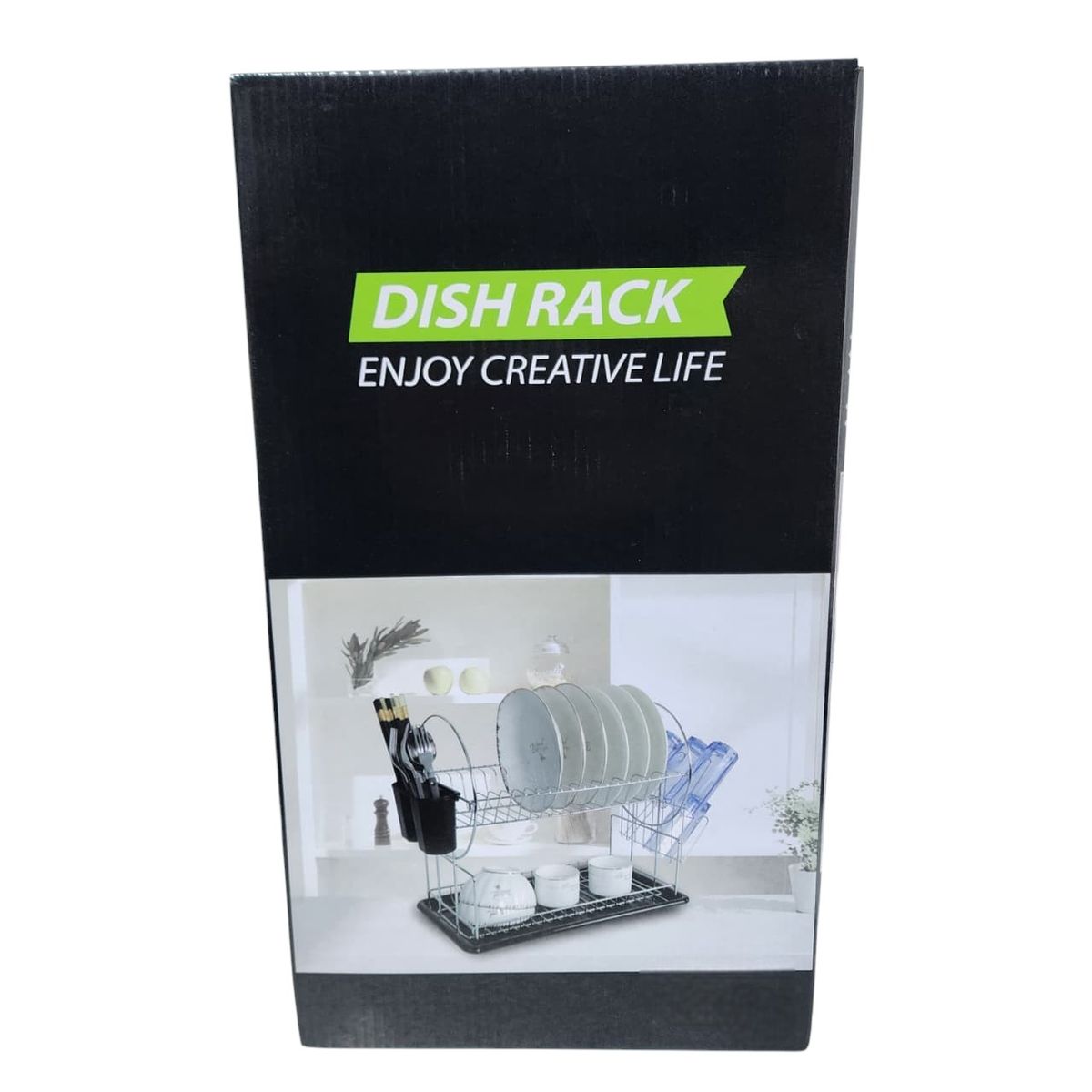 GENERICO - Escurridor de Platos 2 Niveles Plegable con Porta Cubiertos