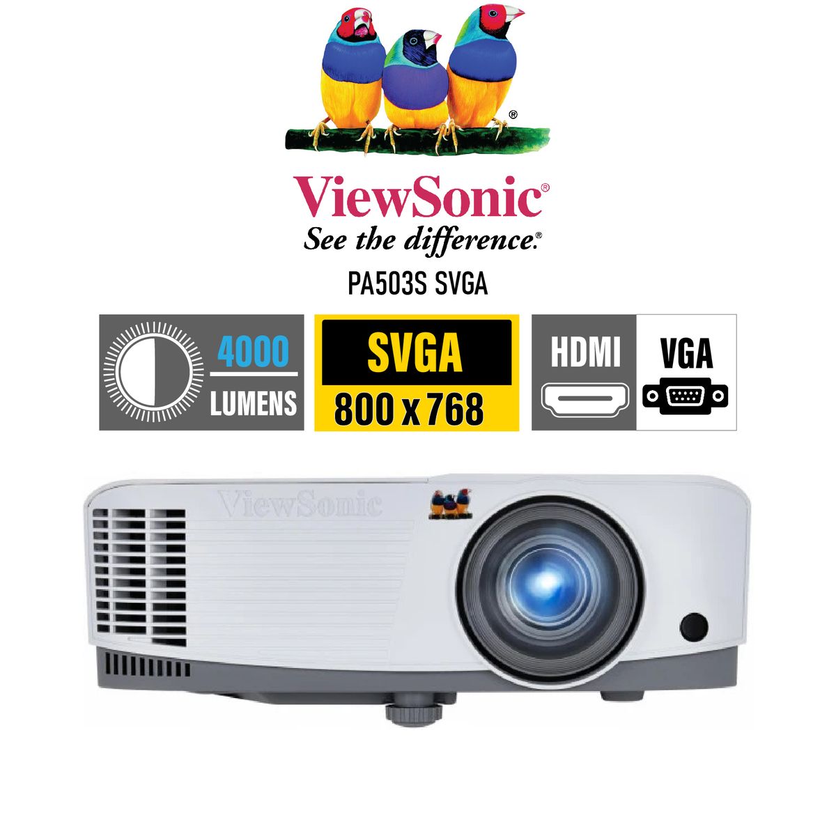 VIEWSONIC - Proyector ViewSonic PA503S SVGA DPL HDMI VGA