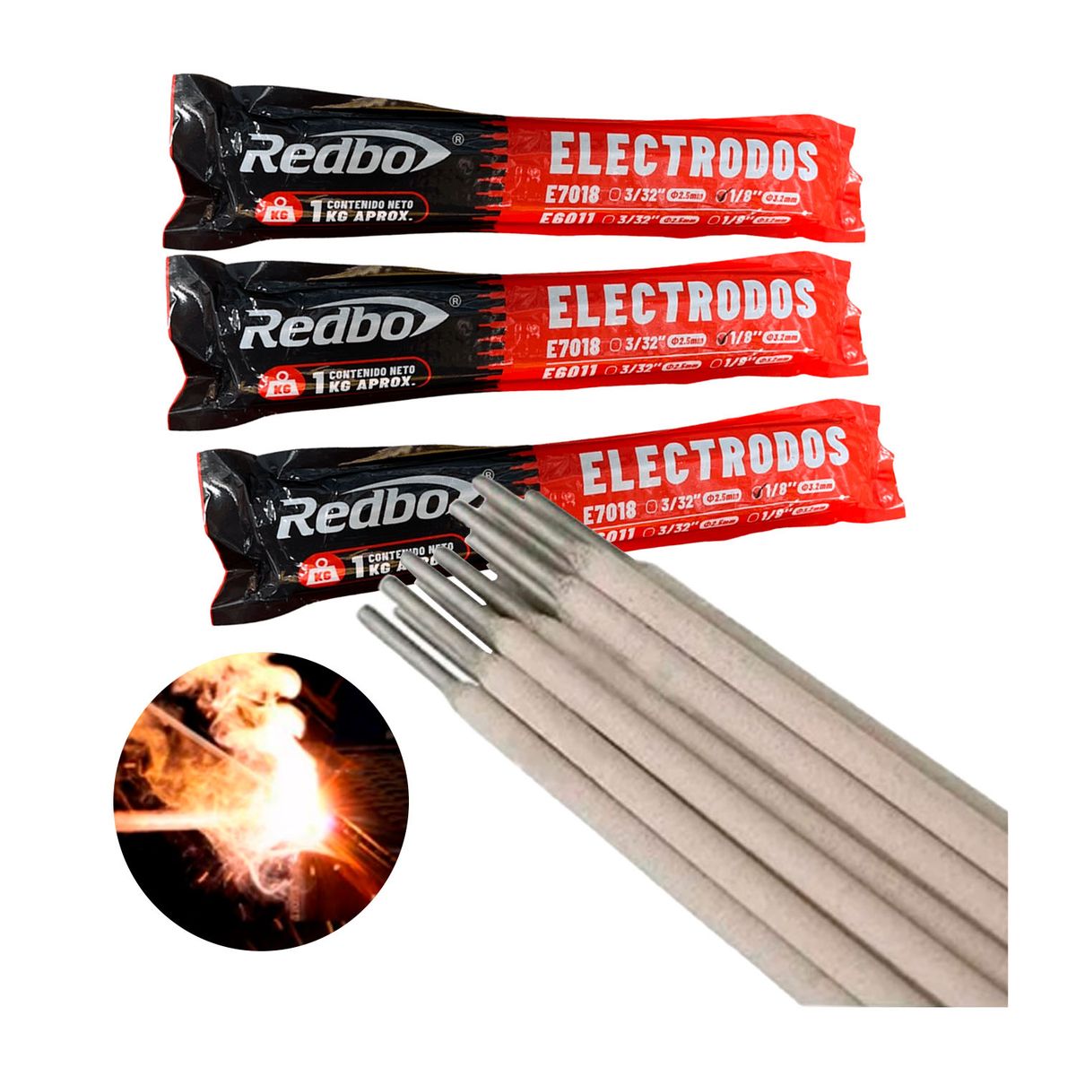 REDBO - Pack 3 Kg Electrodo General 1/8 Para Soldadoras Eléctricas