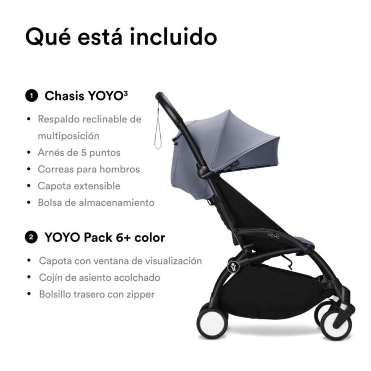 STOKKE - COCHE STOKKE YOYO³ CHASIS NEGRO TEXTIL 2DA ETAPA
