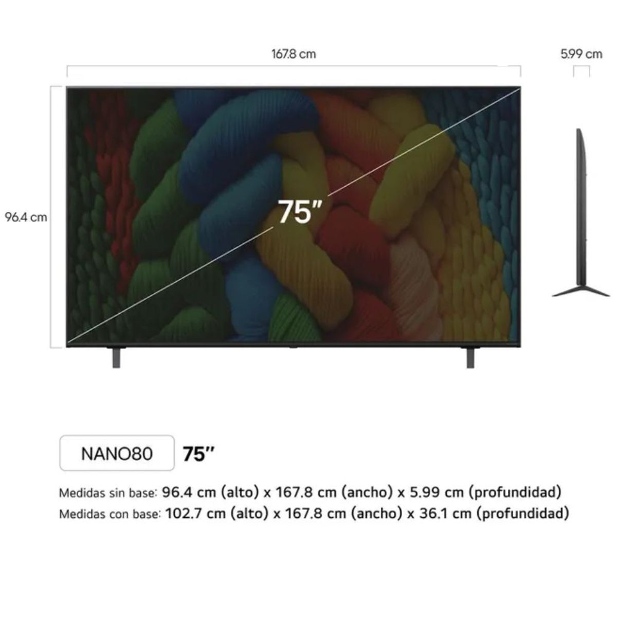 LG - TELEVISOR LG NANOCELL 75" UHD 4K SMART TV CON THINQ AI 75NANO80ASA- 2025