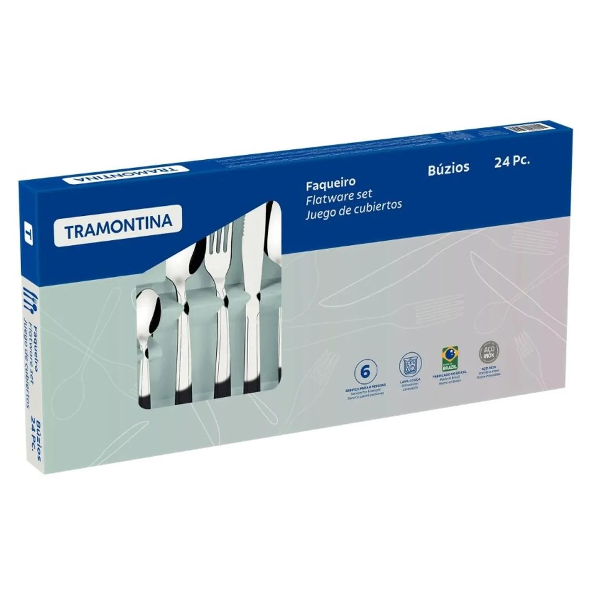 TRAMONTINA - Juego de Cubiertos Tramontina 24 Piezas 100% Acero Inoxidable