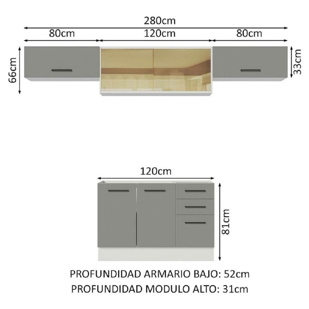 MADESA - Mueble de Cocina Integral Agata 280 cm - Con Lavadero 05