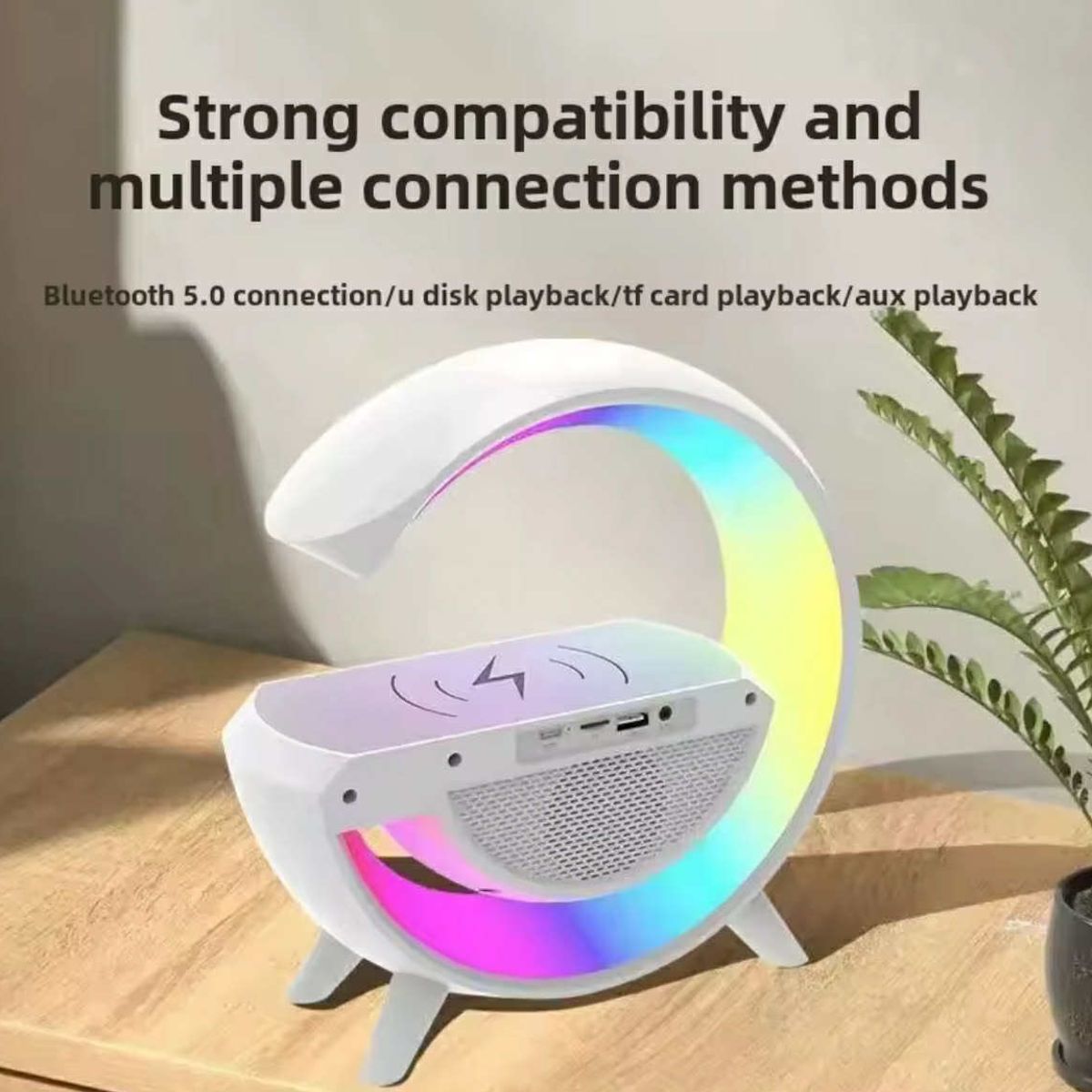 GENERICO - Lampara de Mesa Carga Inalambrica Bluetooth Parlante 5 en 1