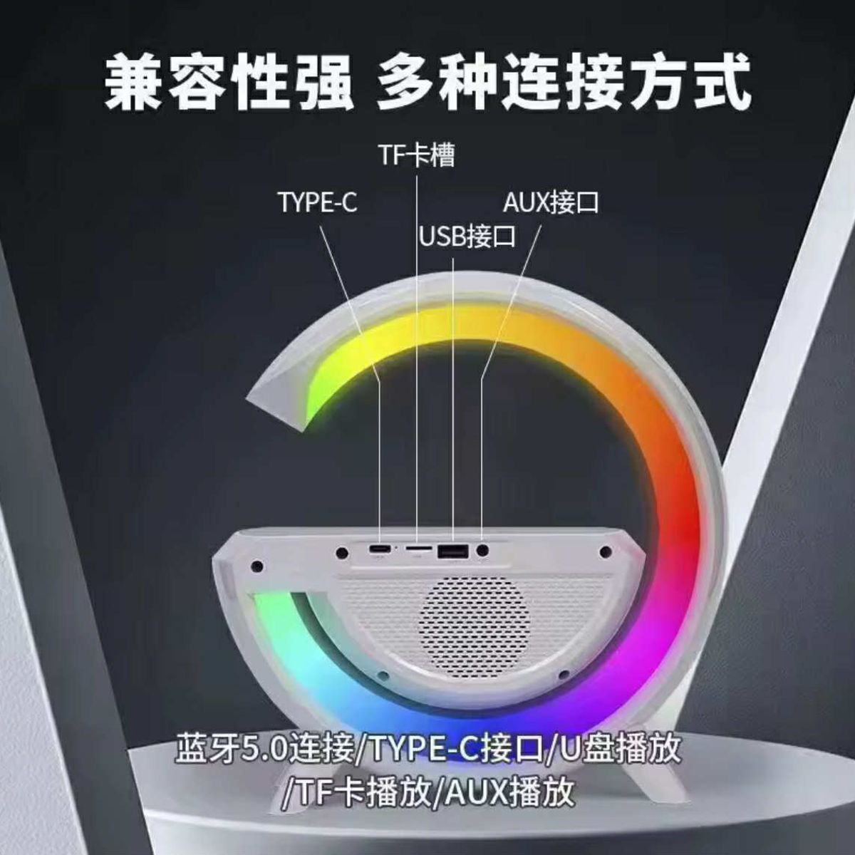 GENERICO - Lampara de Mesa Carga Inalambrica Bluetooth Parlante 5 en 1