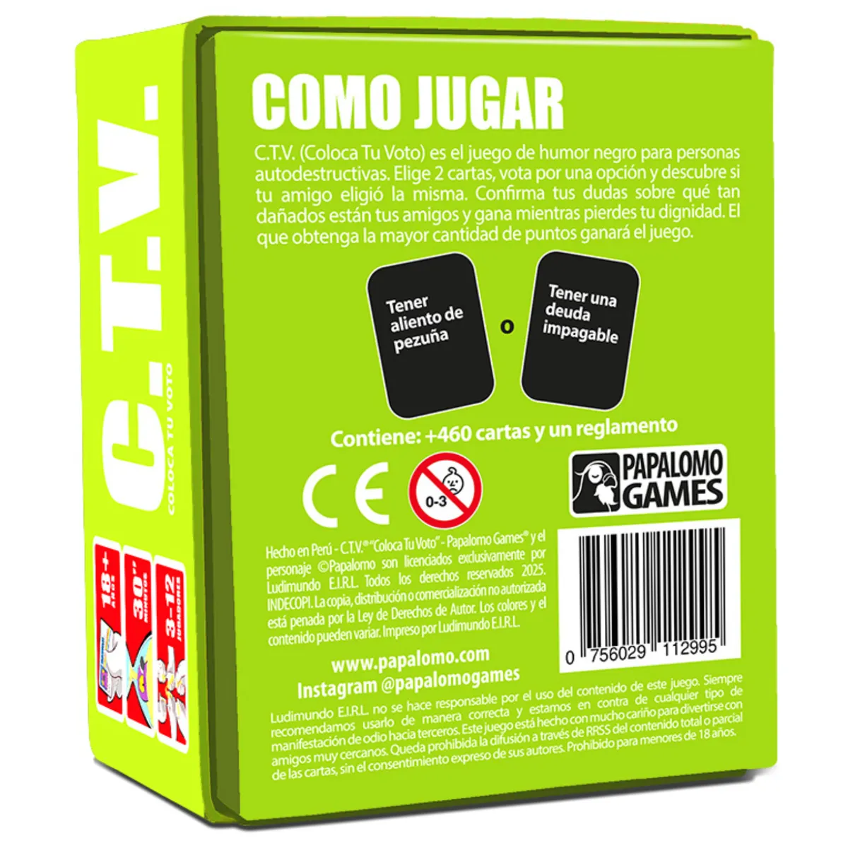 PAPALOMO GAMES - Juego de mesa CTV - Coloca Tu Voto