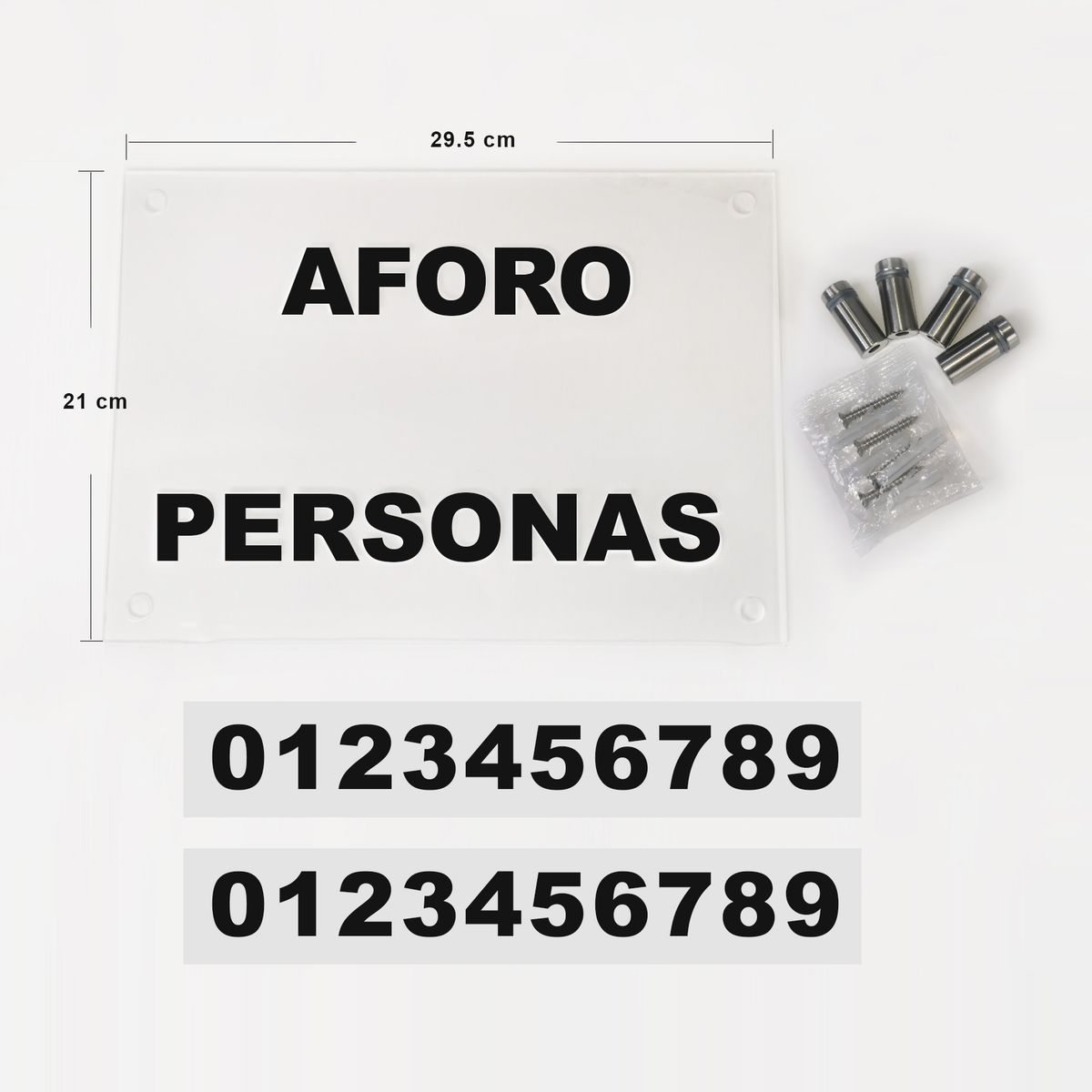 GENERICO - Letrero de Aforo en Acrílico Letras Negras Con Elevadores