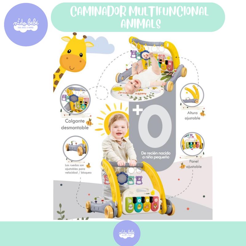 BABY - Gimnasio Multifuncional Caminador 2 EN 1 GRAY Bluethooh