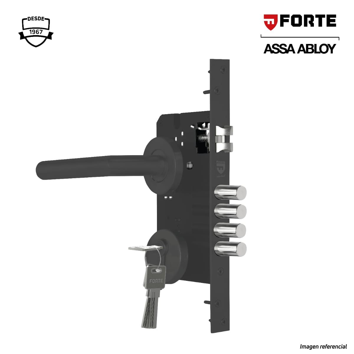FORTE - Cerradura de embutir FORTE de 2 golpe PRINCIPAL negro mate