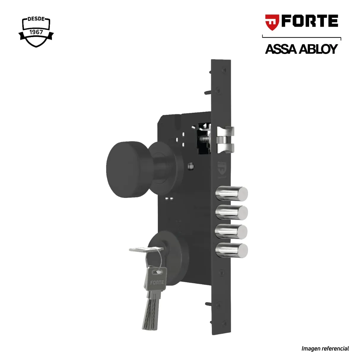 FORTE - Cerradura de embutir FORTE de 2 golpe PRINCIPAL negro mate