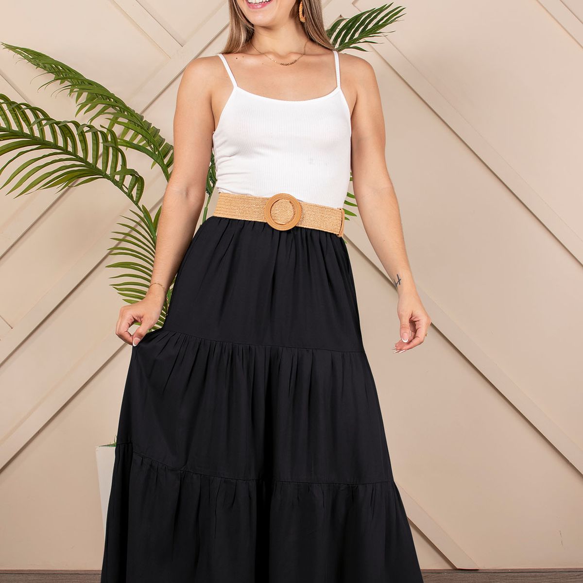 ARMA TU LOOK - FALDA LARGA ANDREA CON CINTURA ELÁSTICA DE RAYON