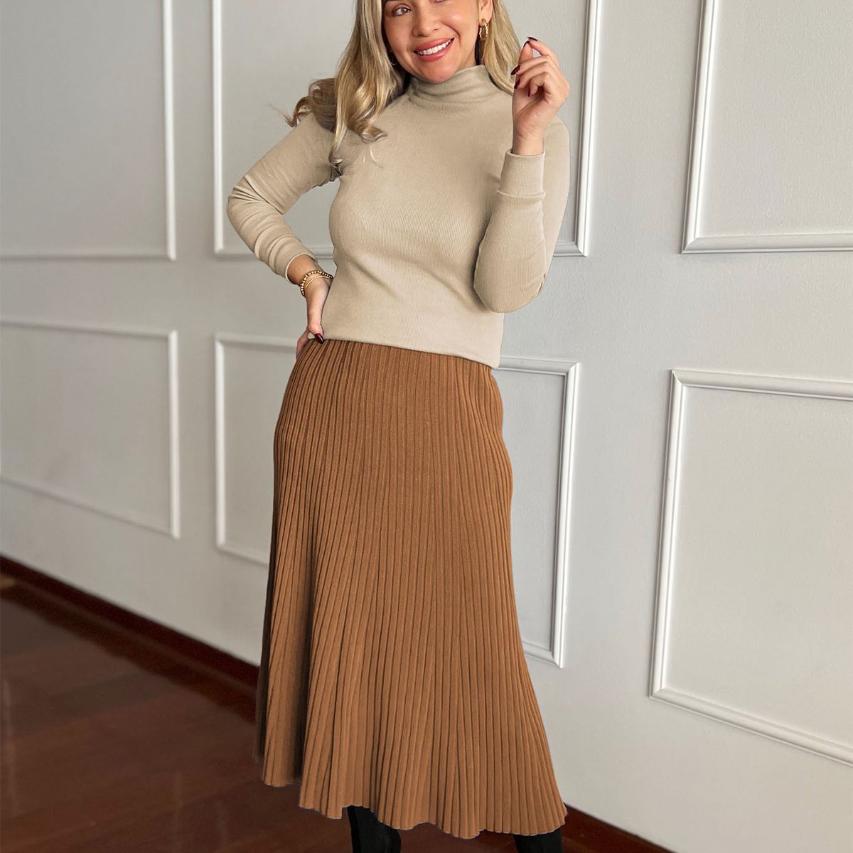 ARMA TU LOOK - FALDA ANTUANET MIDI DE CASHMERE ACANALADO
