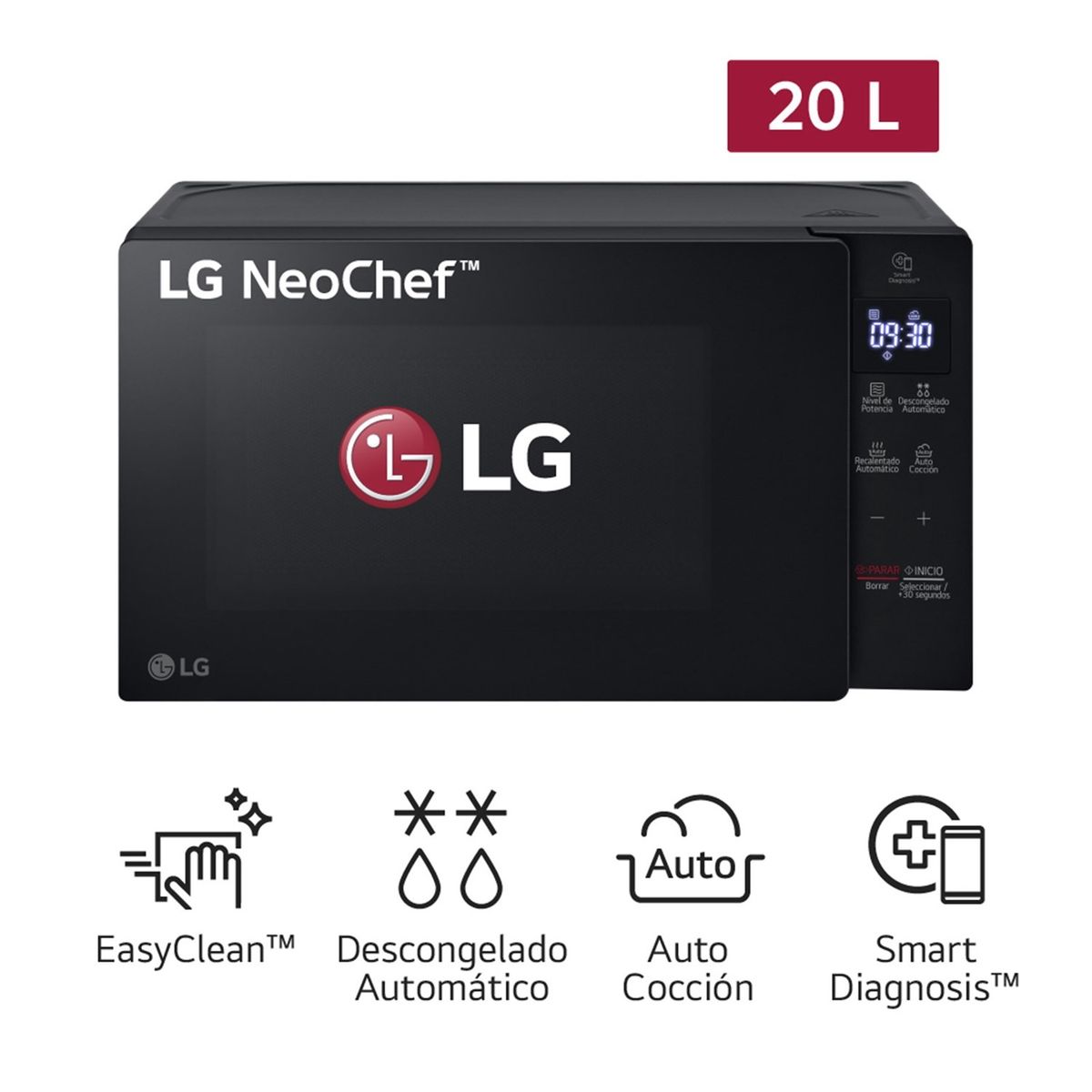 LG - Horno Microondas LG 20L NeoChef EasyClean MS2032GAS Negro