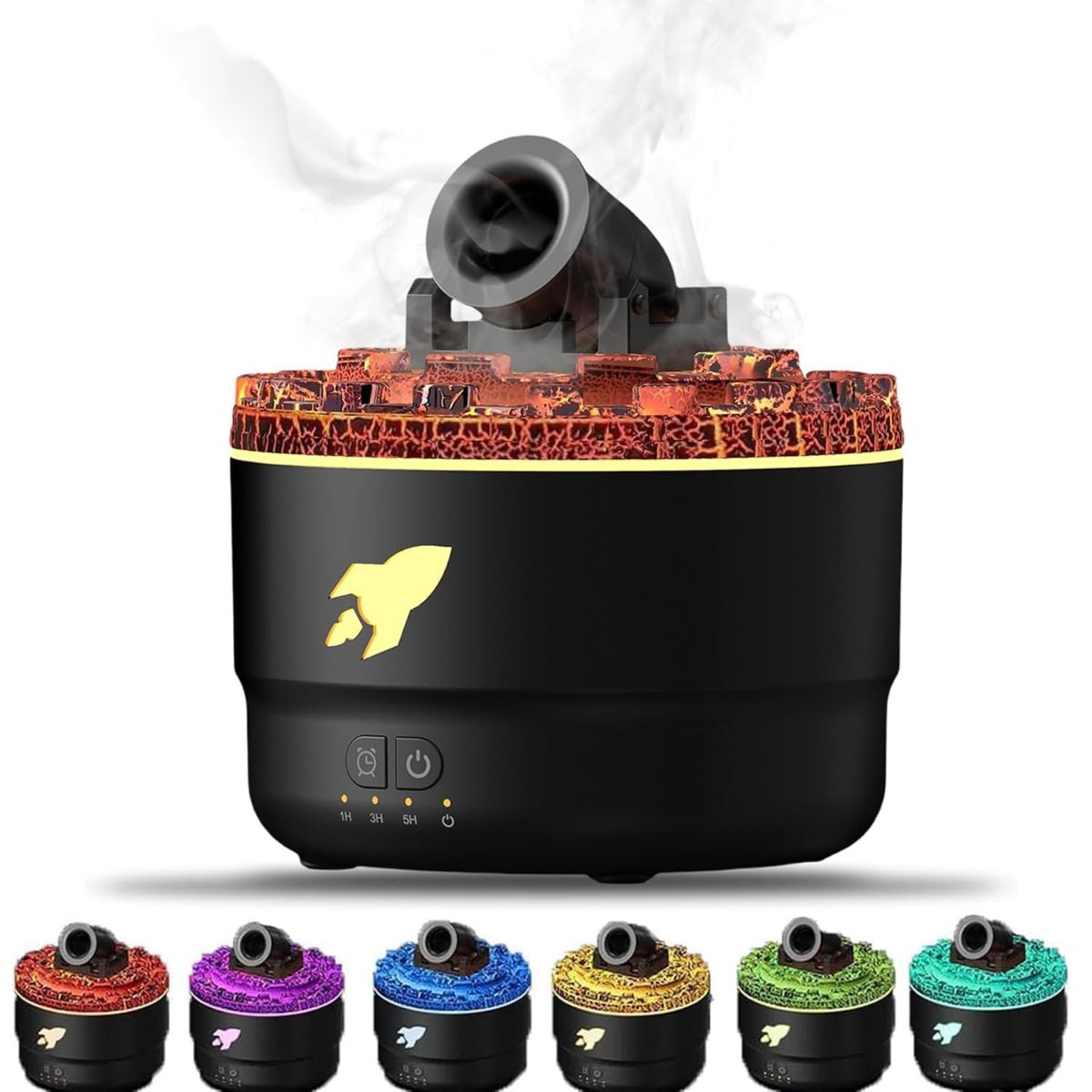 ELMEJORPRECIO - Humidificador Modelo Cañon con Luces LED Decorativo Negro