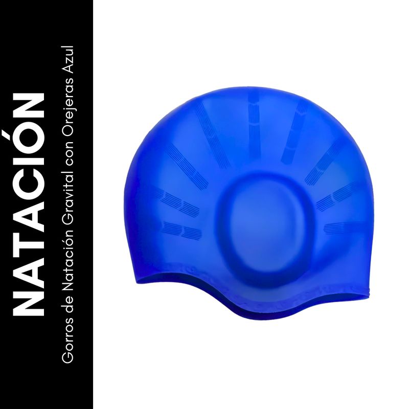 GRAVITAL - Gorro De Natacion Silico Con Orejera Gravital Azul