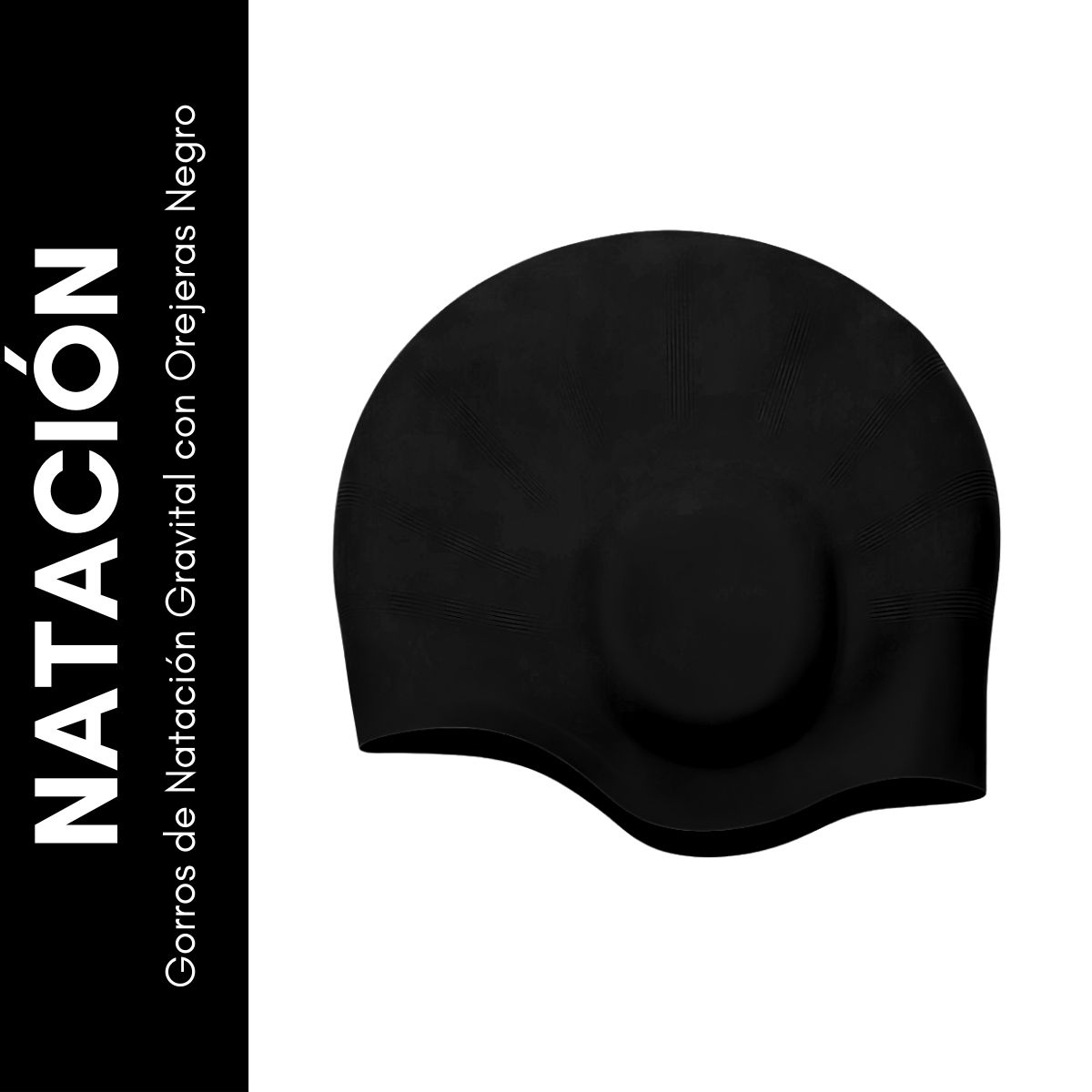 GRAVITAL - Gorro De Natacion Silico Con Orejera Gravital Negro