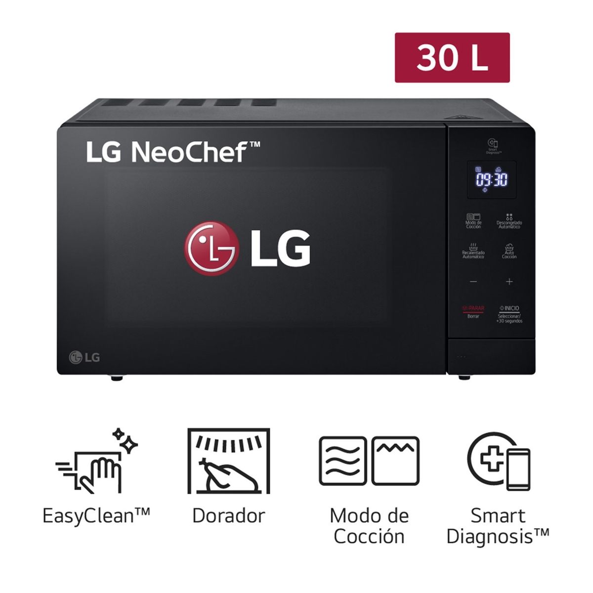 LG - HORNO MICROONDAS LG 30L NEOCHEF FUNCIÓN GRILL MH7032JAS NEGRO