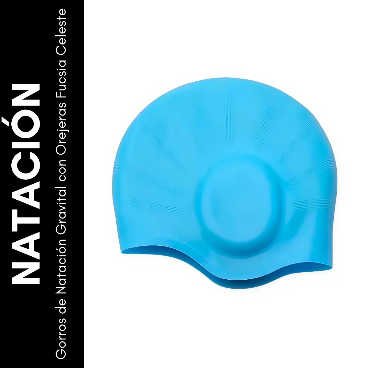 GRAVITAL - Gorro De Natacion Silico Con Orejera Gravital Celeste