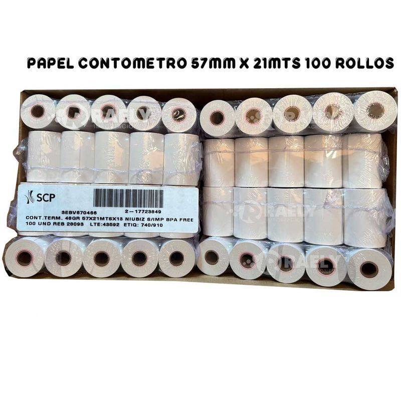 GENERICO - Contometros Termicos 57mm x 21mts  para POS Caja de100 Rollos