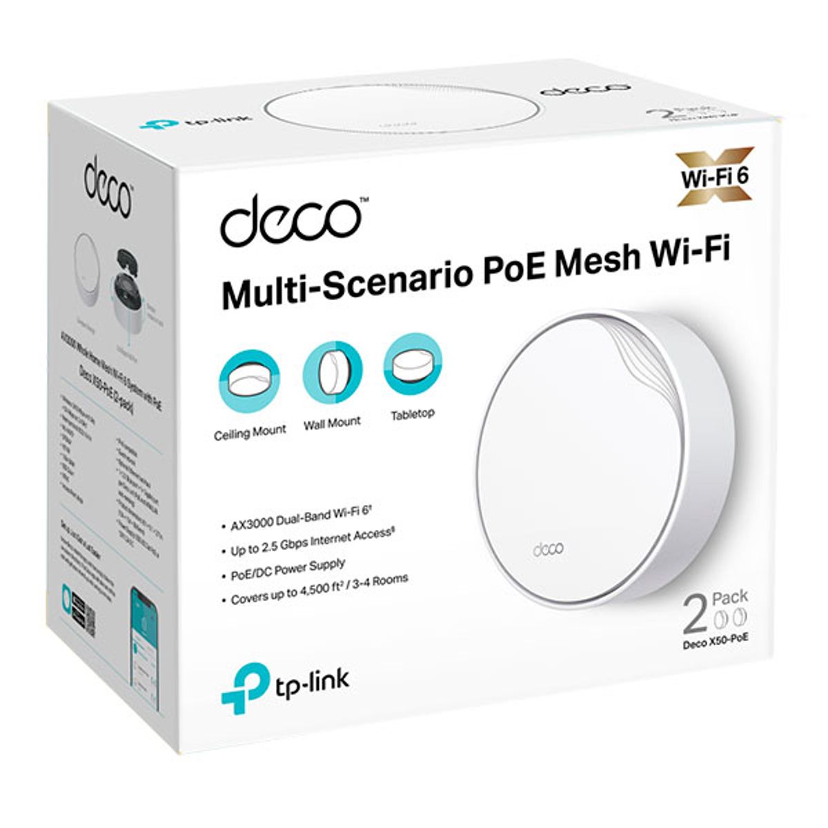 TP LINK - MESH TP-LINK AX3000 DECO-X50-POE 2-PACK MULTI-SCENARIO WIFI6