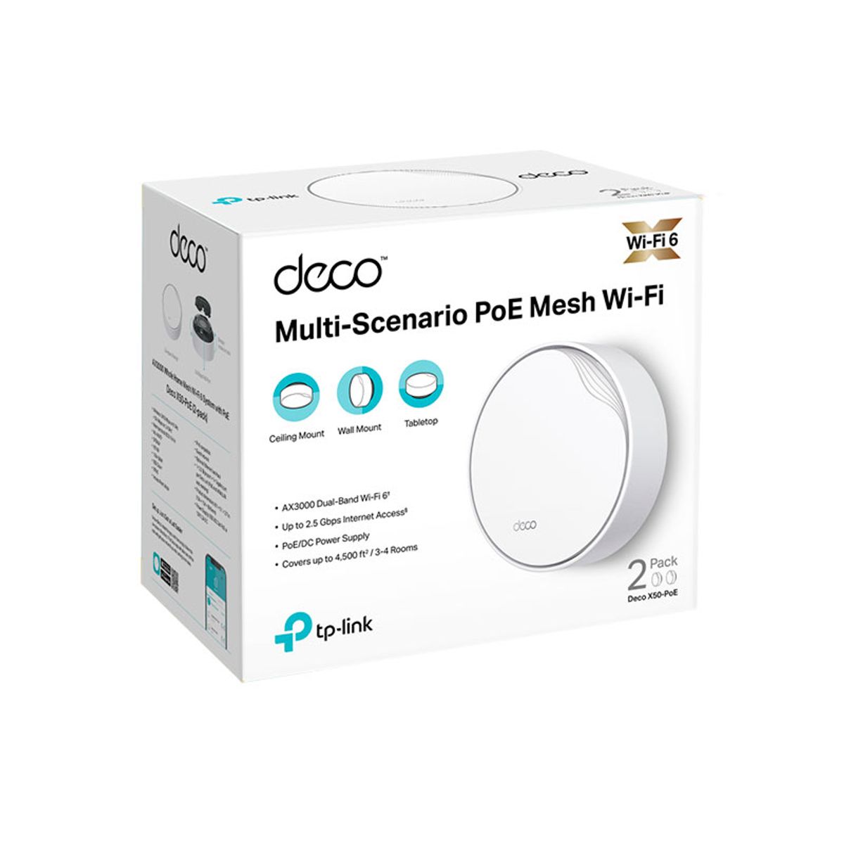 TP LINK - MESH TP-LINK AX3000 DECO-X50-POE 2-PACK MULTI-SCENARIO WIFI6