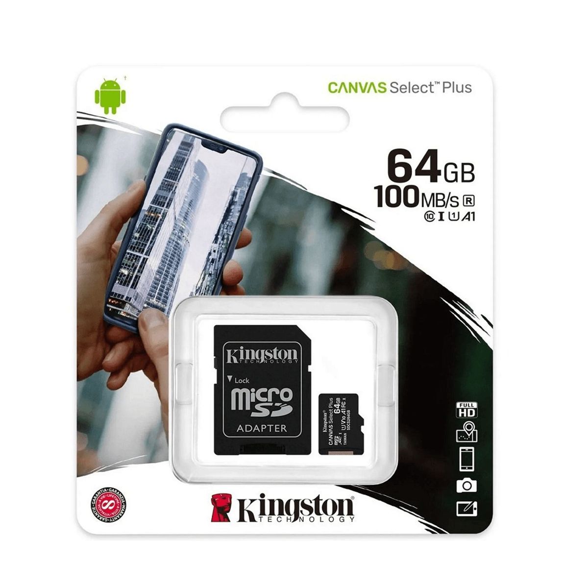 KINGSTON - Tarjeta Microsdxc Kingston Select Plus 64Gb - Alta Velocidad Para Almacenamiento Confiable
