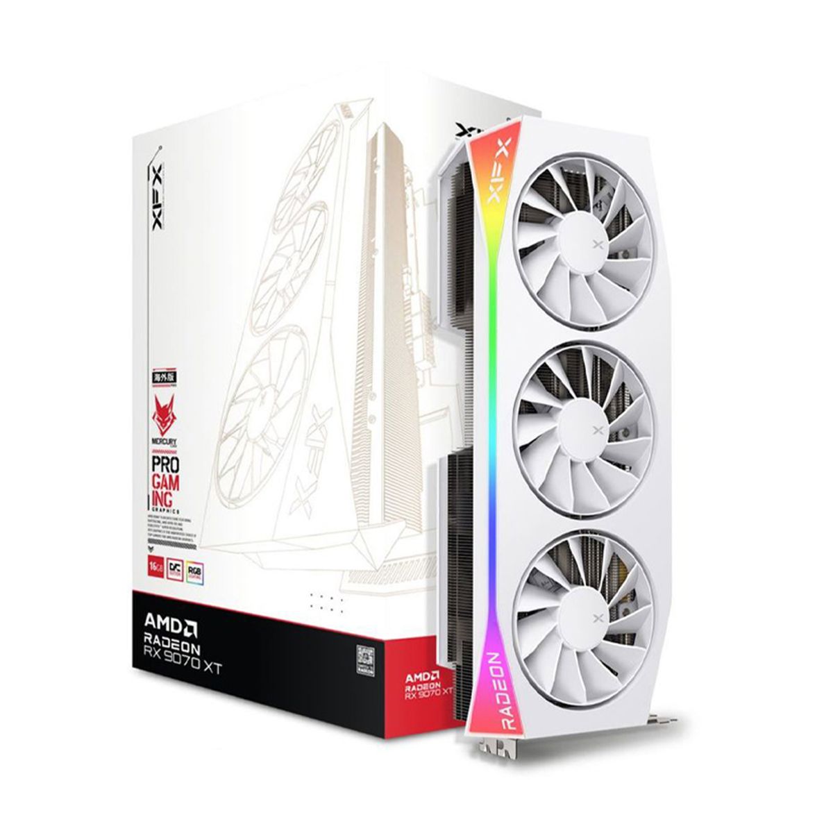 XFX - Xfx Radeon Rx 9070 Xt 16Gb 256-Bit - Tarjeta Gráfica Rgb De Alto Rendimiento Para Gaming