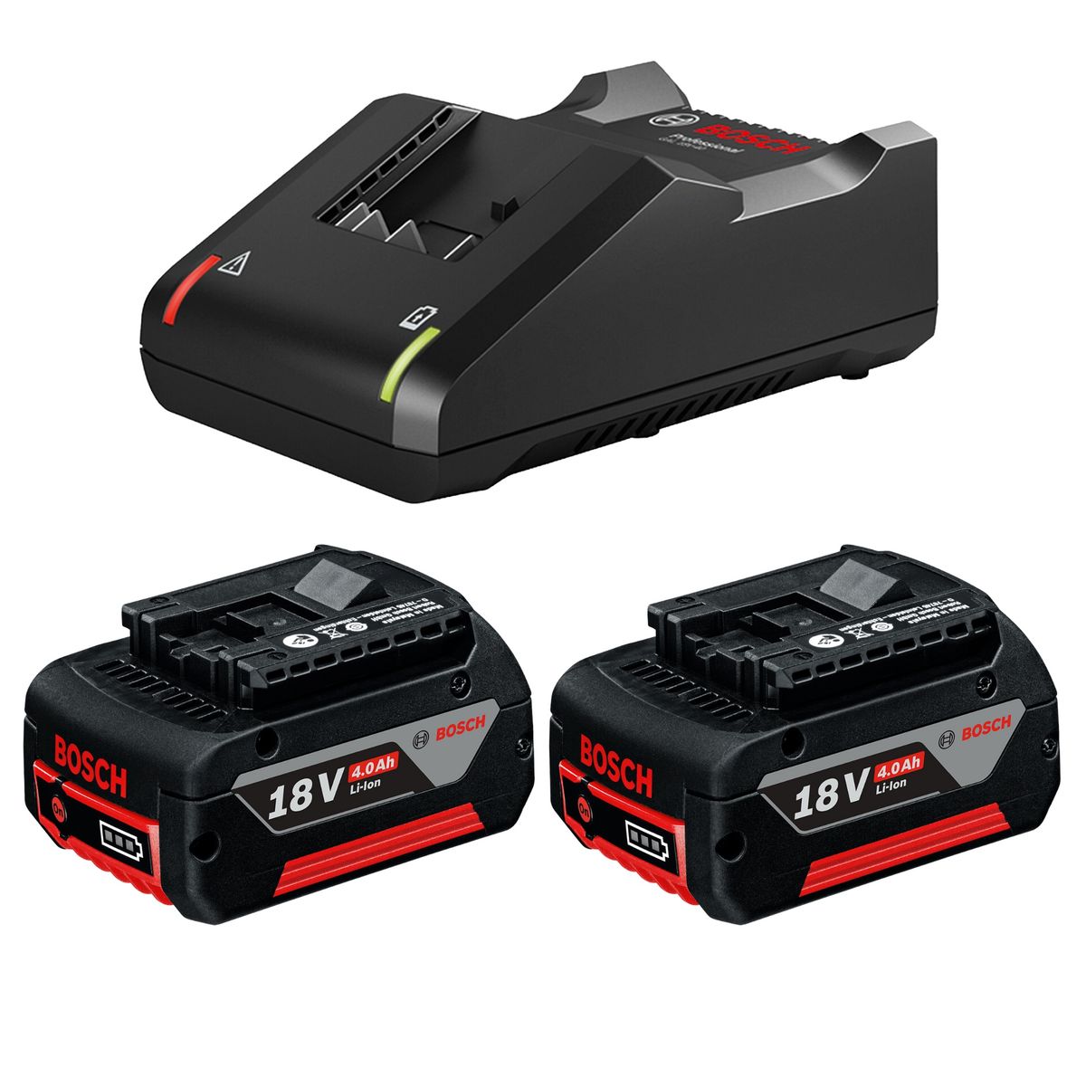 Bosch - 2 Baterías18V 4.0 Ah + Cargador GAL 18V-40 BOSCH