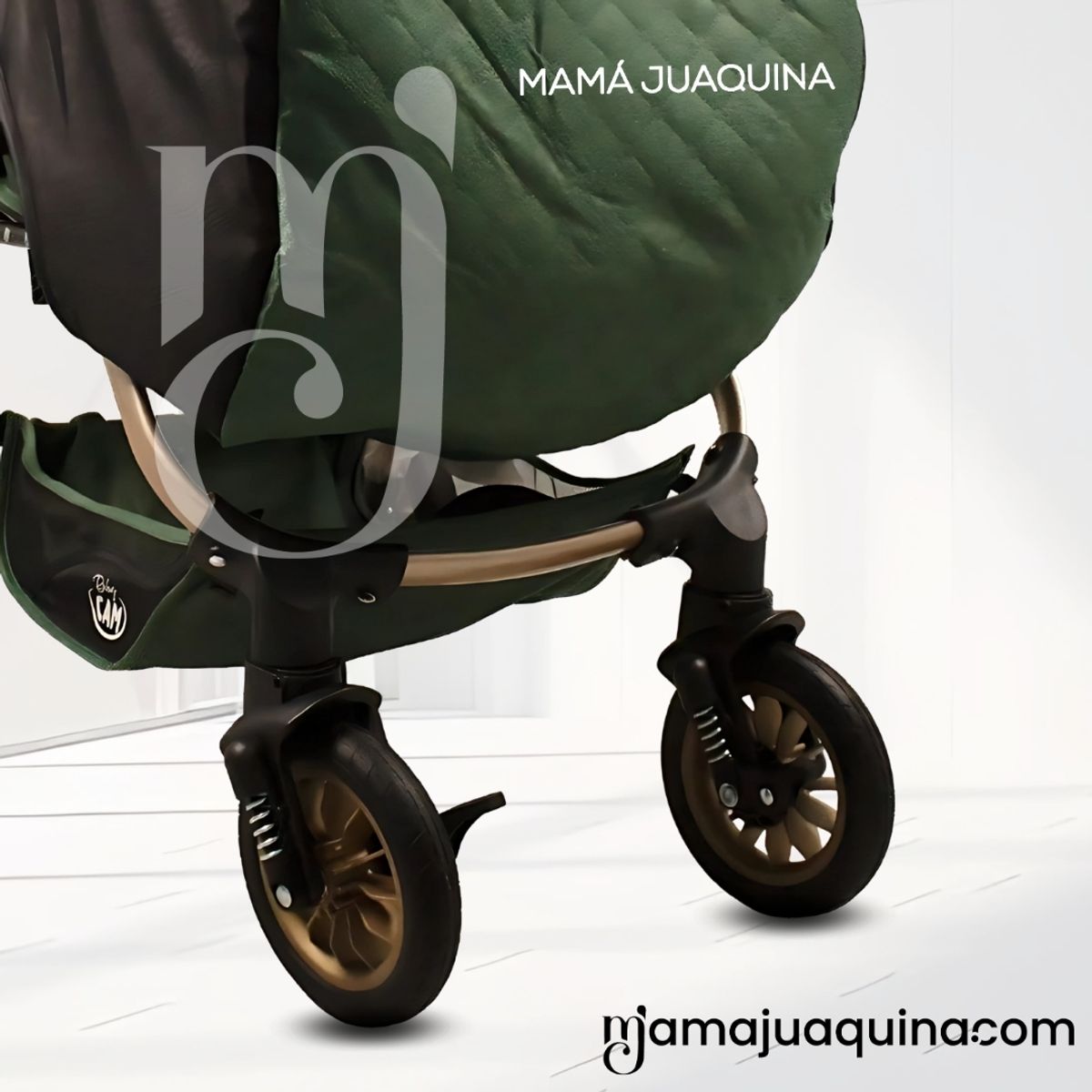 BABY - Coche Cuna de Lujo «BARCE NEW» Mango Reversible Green