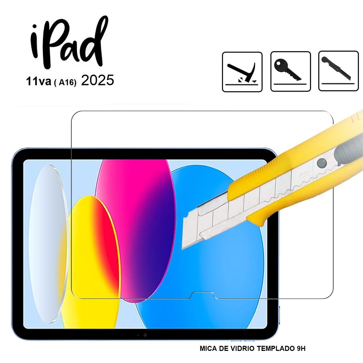 GENERICO - Mica de vidrio Templado 9H para iPad 11va A16 A3354 A3355 A3356