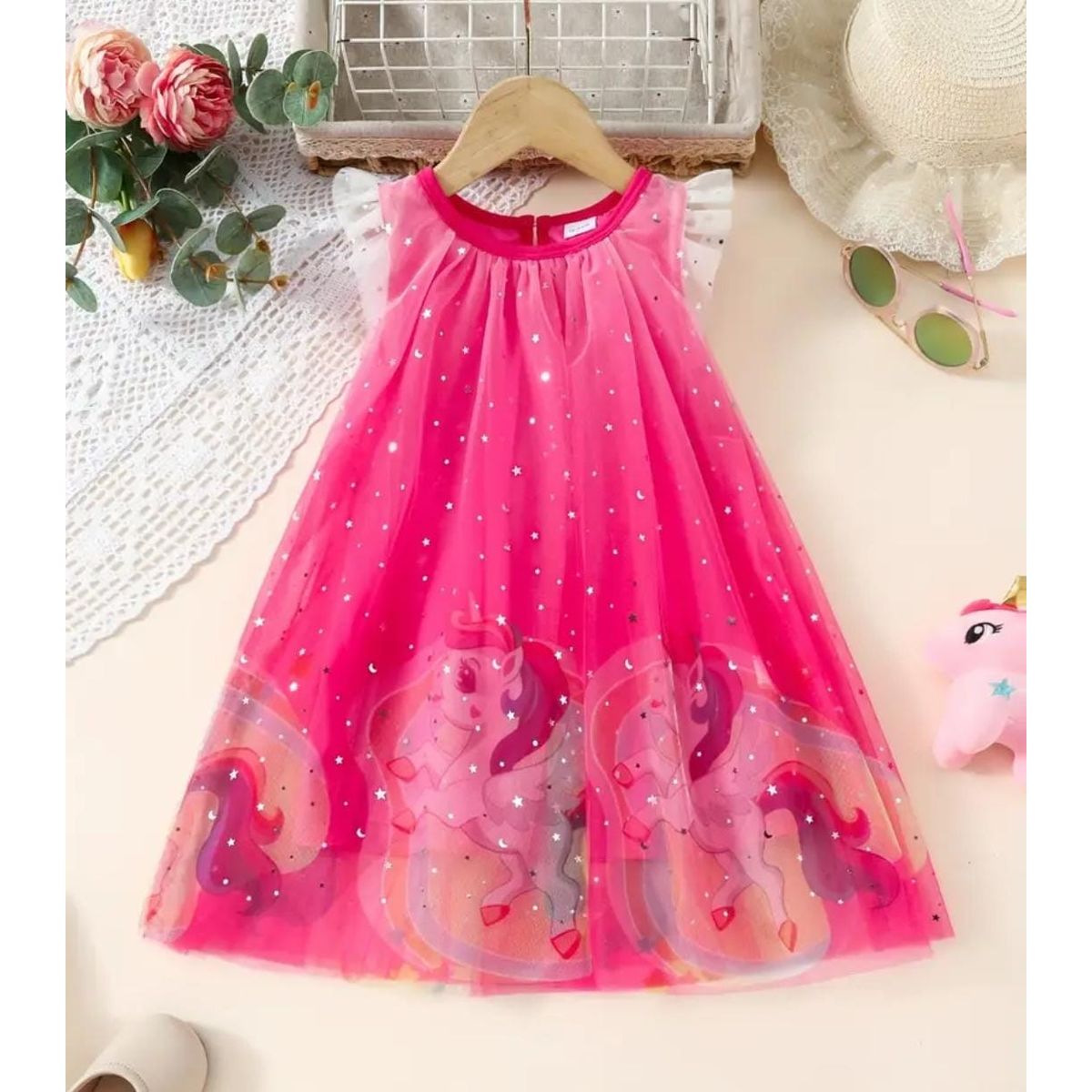 GENERICO - Vestido Niña de Unicornio Fucsia Talla 2