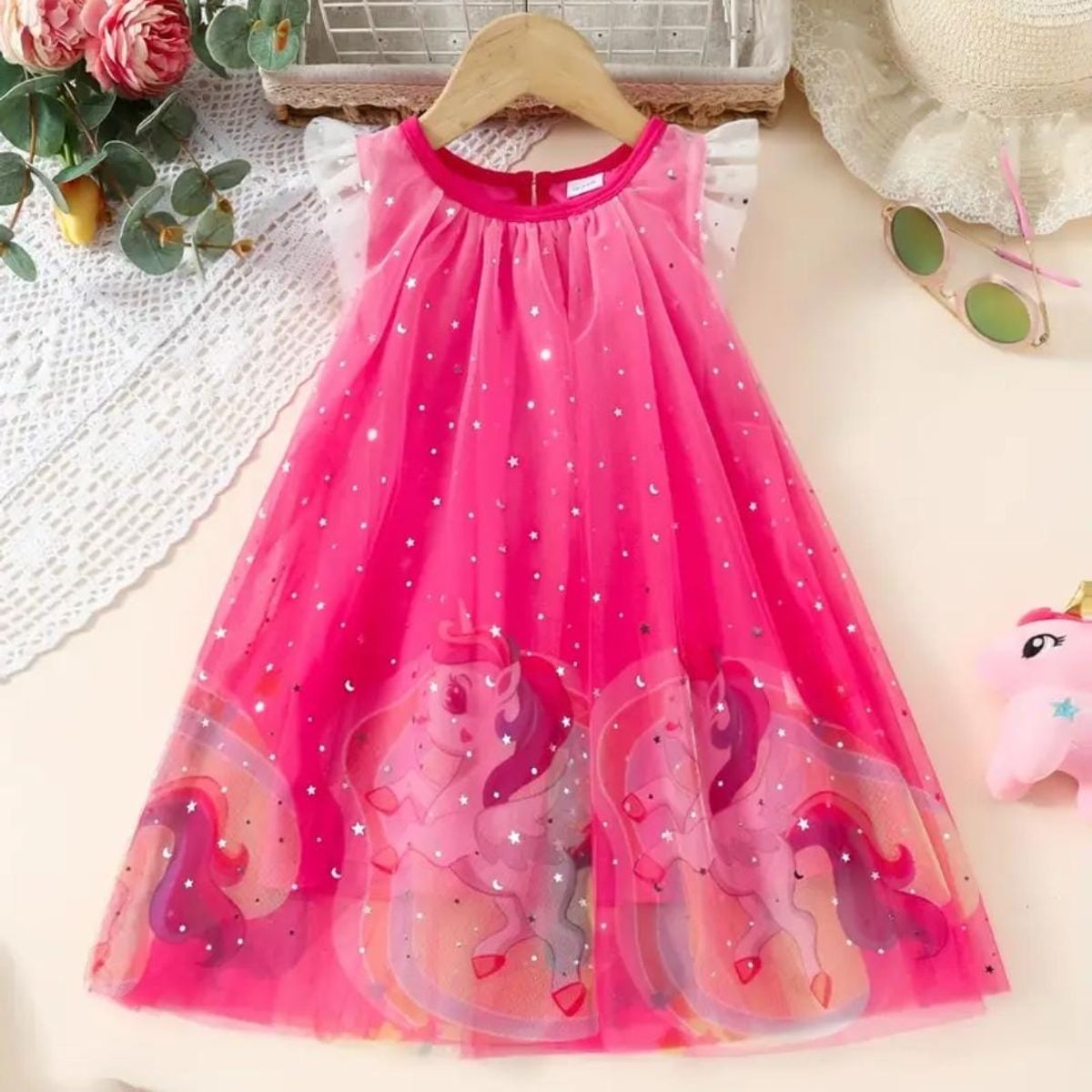 GENERICO - Vestido Niña de Unicornio Fucsia Talla 8