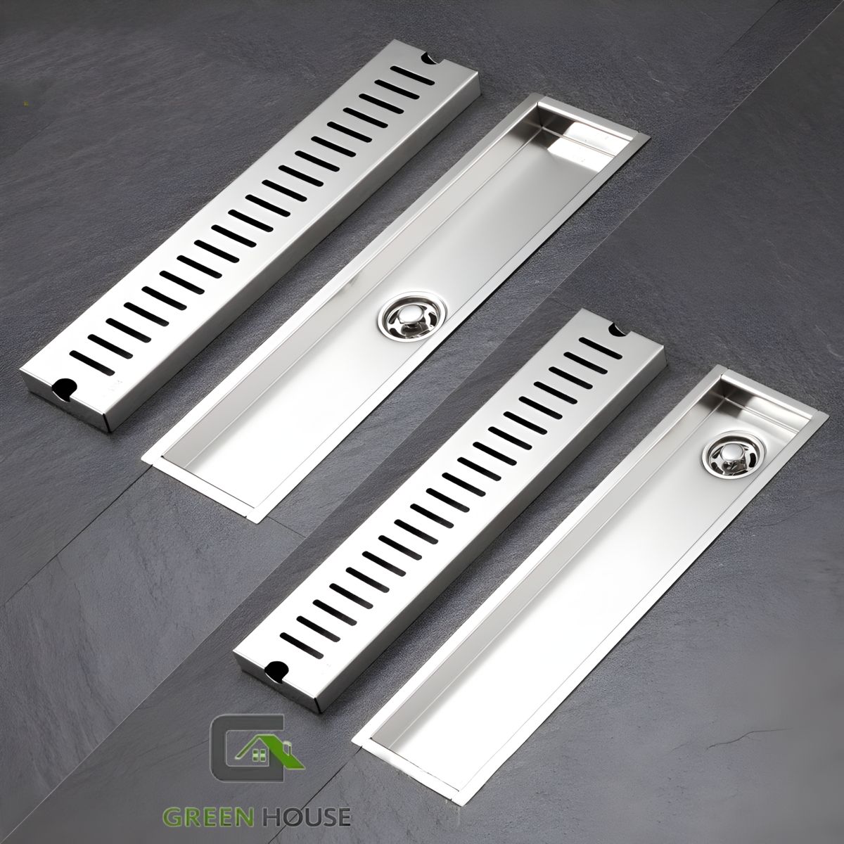GREEN HOUSE - SUMIDERO REJILLA BRILLANTE ACERO INOXIDABLE  10x60 CM