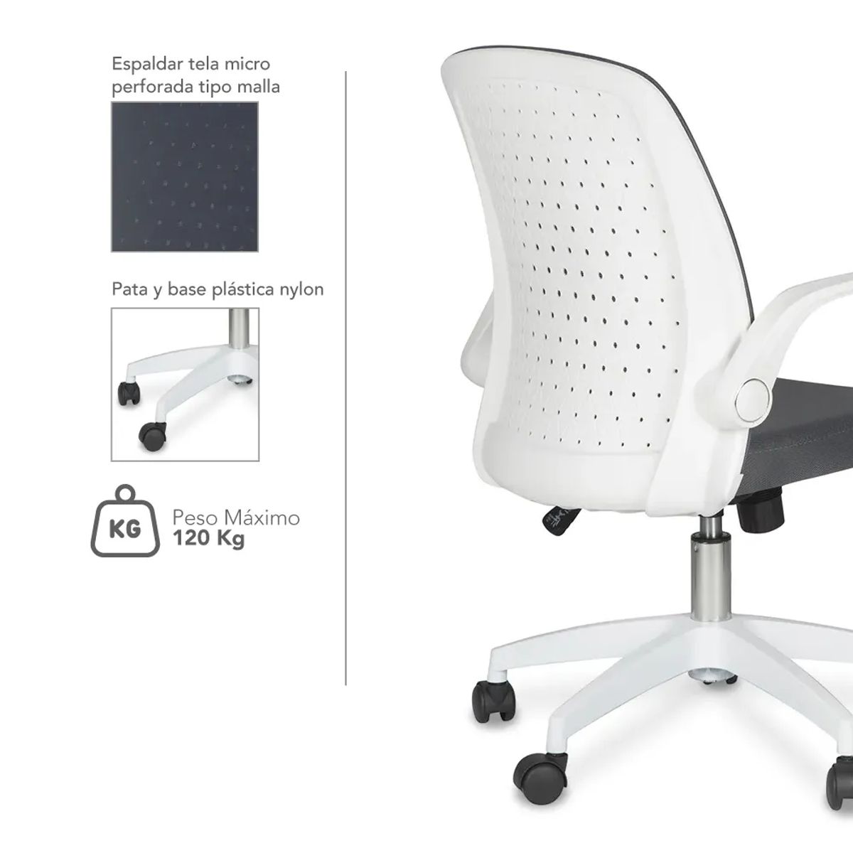 TUGO - Silla Giratoria Arms Gris