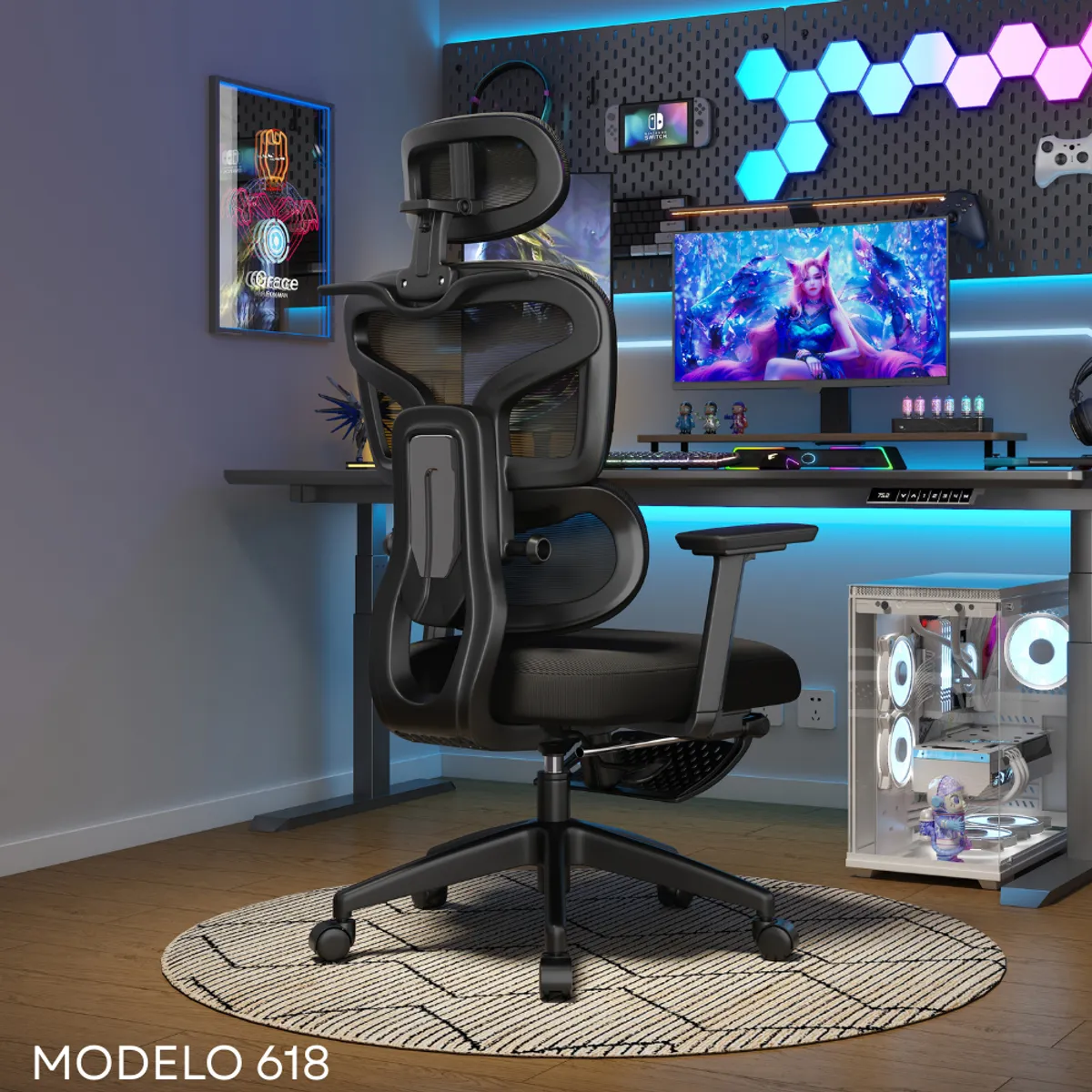 RAZER - Silla Ejecutiva Gerencial Razer mod. 618 con asiento acolchado color negro